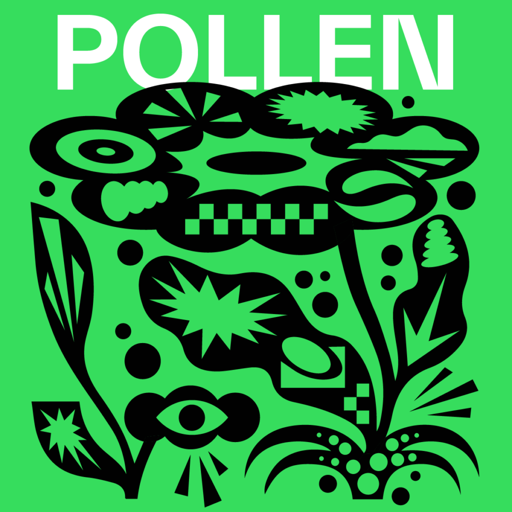 Logo du Pollen Festival 2024 , vert pour les arts visuels