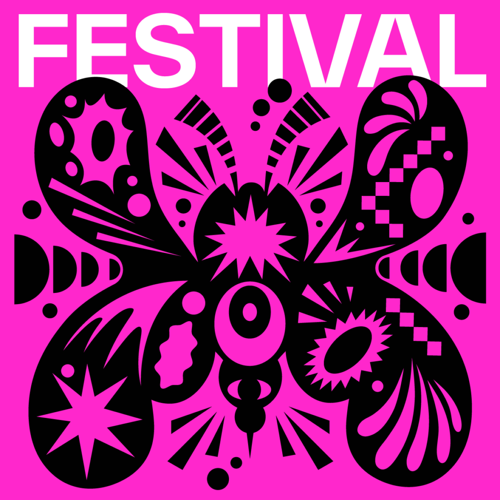 Logo du Pollen Festival 2024 , rose pour les arts vivants